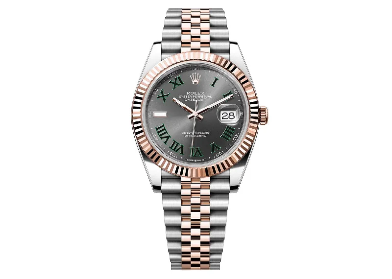 smartwatch for women with stress tracking and relaxation modes-Rolex Datejust 41mm 126331 Two-Tone Jubilee Roman Slate Dial