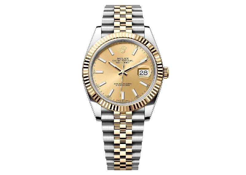 hybrid fitness trackers with activity and heart rate tracking-Rolex DateJust 41mm 126333 Oystersteel Jubilee Two-Tone Champagne Dial