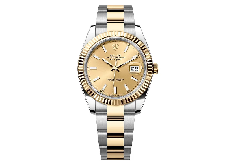 affordable sports watches for women-Rolex DateJust 41mm 126333 Oystersteel Two-Tone champagne Dial