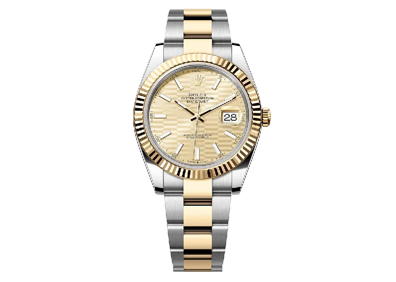 watches with moon phase display for collectors-Rolex DateJust 41mm 126333 Oystersteel Two-Tone Golden Motif Dial