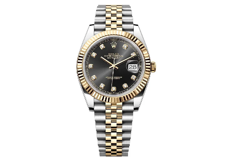 women’s watches with minimalist dial design-Rolex Datejust 41mm 126333 Two-Tone Jubilee Black Diamond Dial