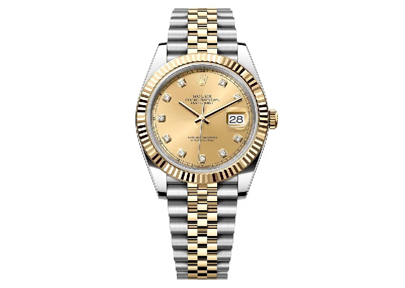 waterproof watches for scuba diving adventures-Rolex Datejust 41mm 126333 Two-Tone Jubilee champagne Diamond Dial