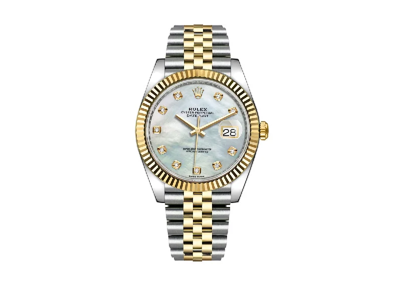 smartwatches with blood pressure monitoring for seniors-Rolex DateJust 41mm 126333 Two-Tone Jubilee Mother Of Pearl Dial