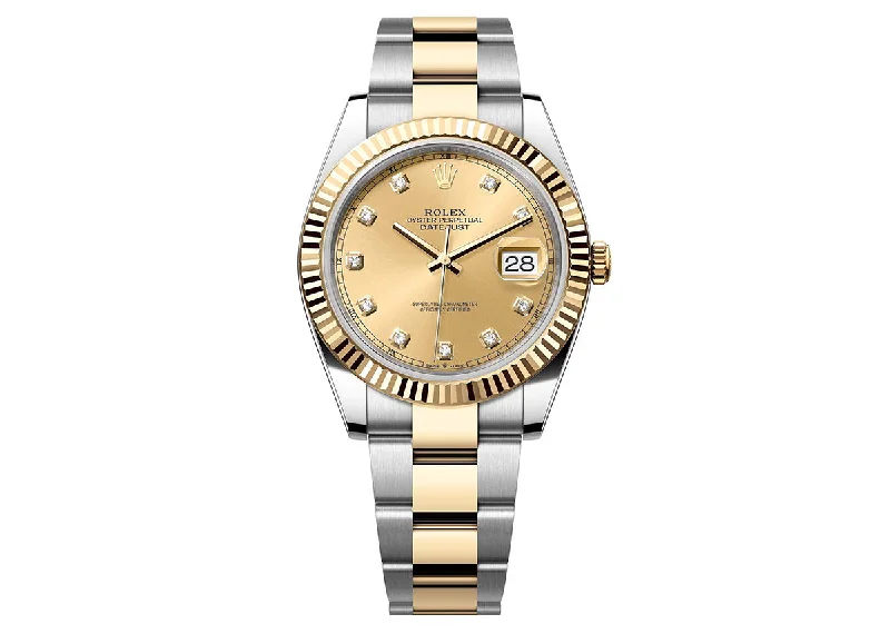 luxury watches for women with sapphire crystal-Rolex Datejust 41mm 126333 Two-Tone Oyster champagne Diamond Dial