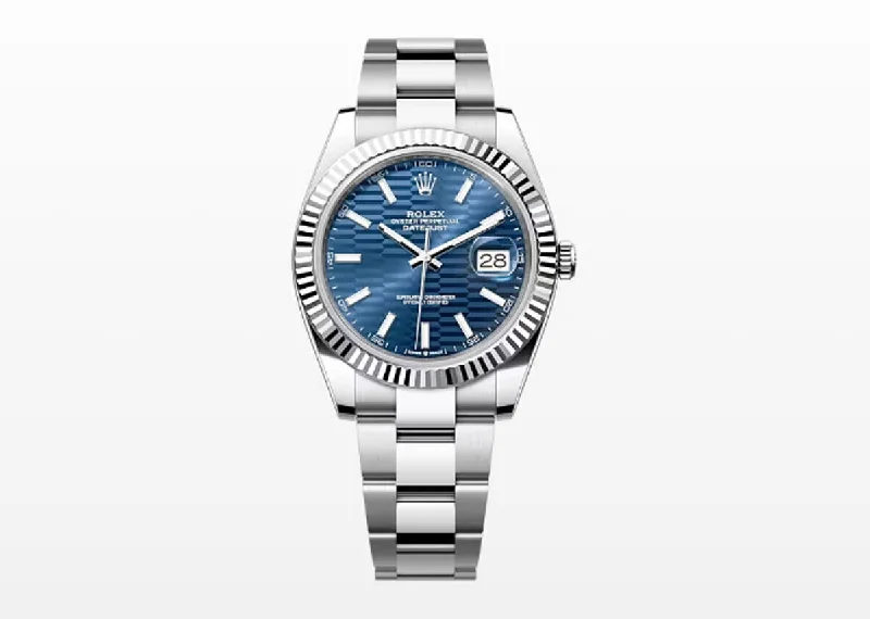 smartwatch with built-in GPS and fitness tracking-Rolex DateJust 41mm 126334 Oystersteel Blue Motif Dial