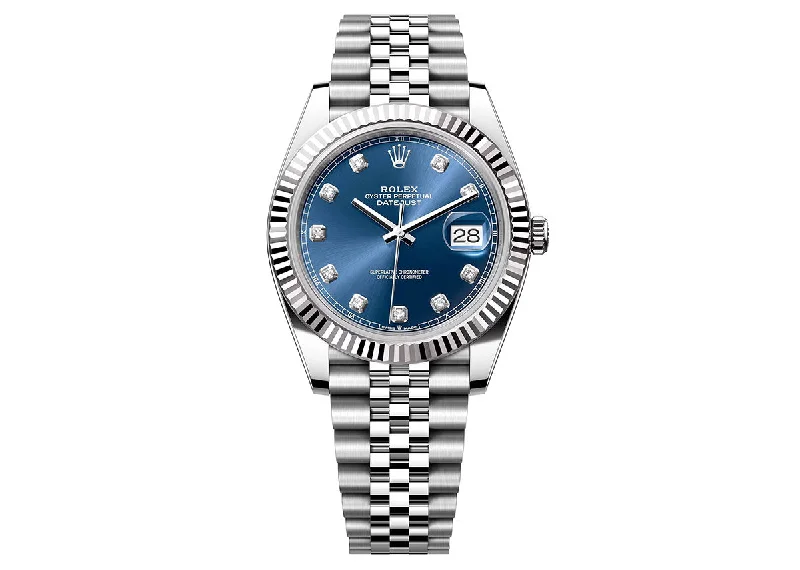 smartwatches for fitness with sleep tracking-Rolex DateJust 41mm 126334 Oystersteel Jubilee Blue Diamond Dial