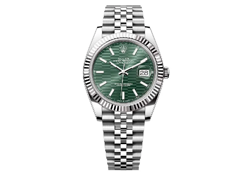 hybrid smartwatches for daily wear-Rolex DateJust 41mm 126334 Oystersteel Jubilee Green Motif Dial