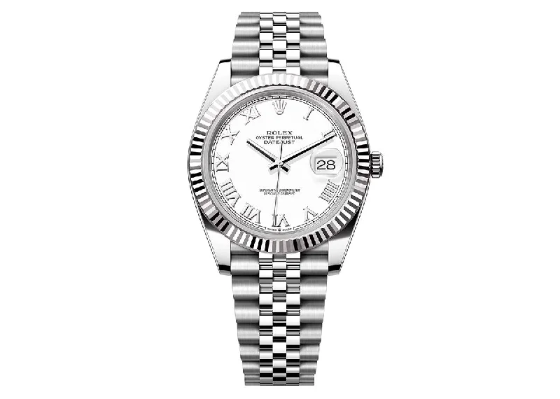 stylish analog watches for business men-Rolex DateJust 41mm 126334 Oystersteel Jubilee White Roman Dial