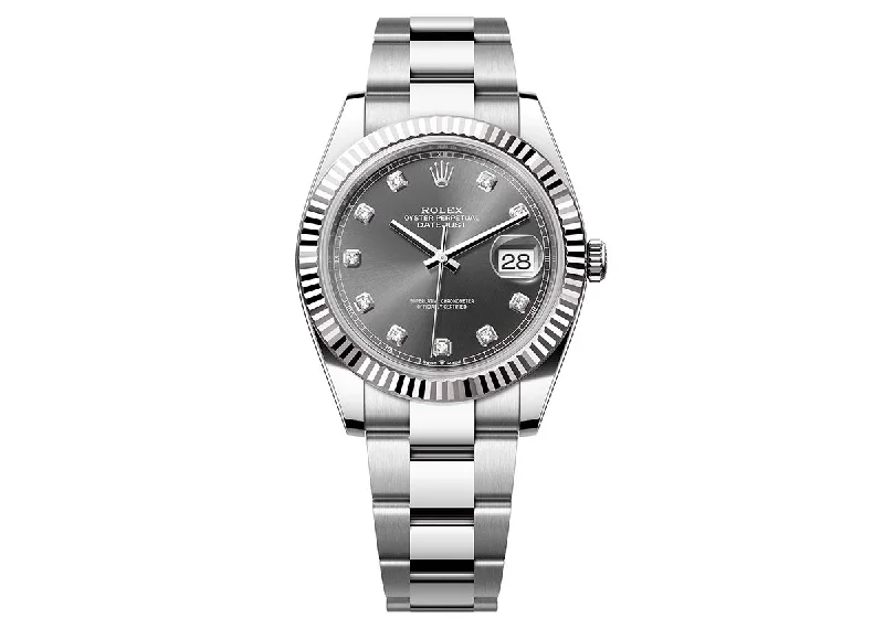 waterproof diving watches for deep sea exploration-Rolex DateJust 41mm 126334 Oystersteel Oyster Slate Diamond Dial