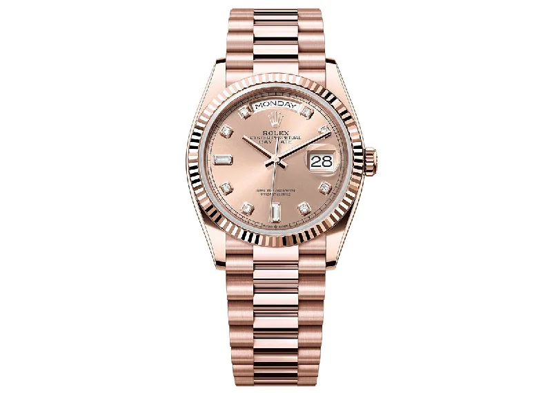 smartwatch with remote camera control for convenience-Rolex Day-Date 36mm 128235 Everose Gold President Rose Diamond Dial