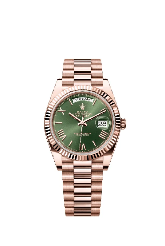 best watches for hiking with GPS and altimeter-Rolex Day-Date 40 mm 228235 President Fluted Green Dial