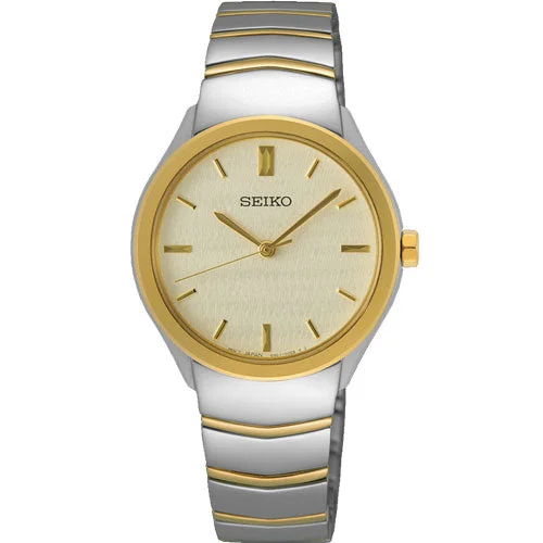 luxury watches for men with bold and unique designs-Seiko Discover More Champagne Dial Women 30mm