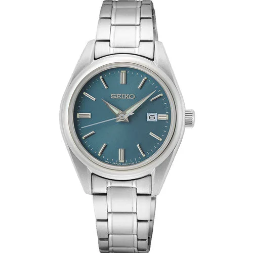 high-quality men’s watches with ceramic bezel-Seiko Dress Blue Dial Women 29.8mm