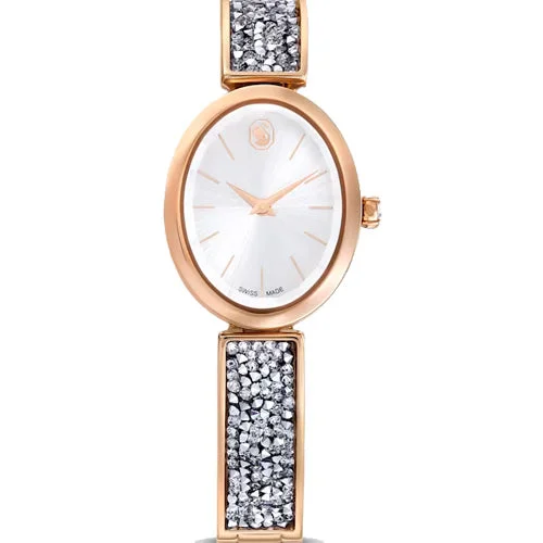 women’s watches with interchangeable straps for fashion flexibility-Swarovski Crystal Rock Oval Silver Dial Women 26mm