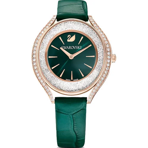 stylish watches for women with diamond accents-Swarovski Crystalline Aura Green Dial Women 35.5mm