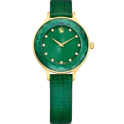 watches with date and day function for convenience-Swarovski Octea Nova Green Dial Women 33mm