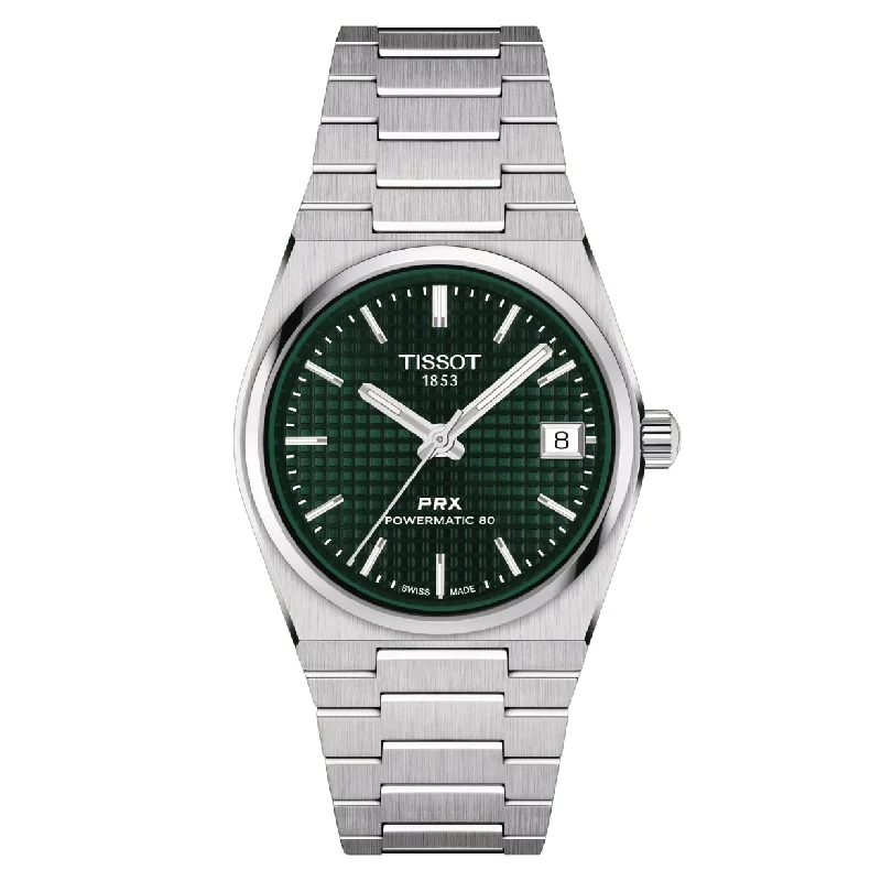 watches for men with titanium case for lightweight wear-Tissot T-Classic PRX Green Dial Women 35mm T1372071109100