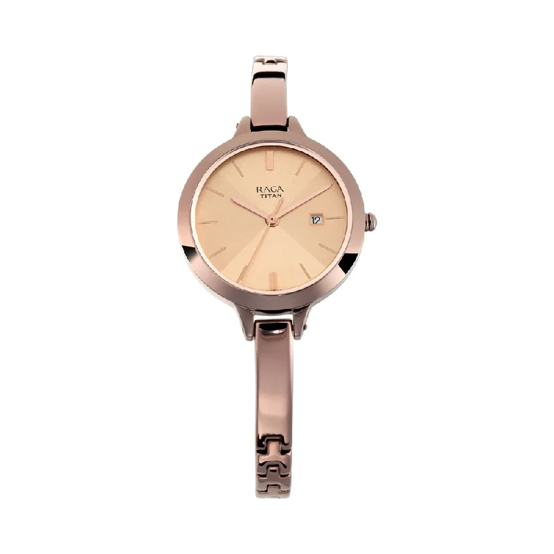 watches for men with integrated fitness tracking functions-TITAN Raga Rose Gold Dial Women's Watch NP2578QM01