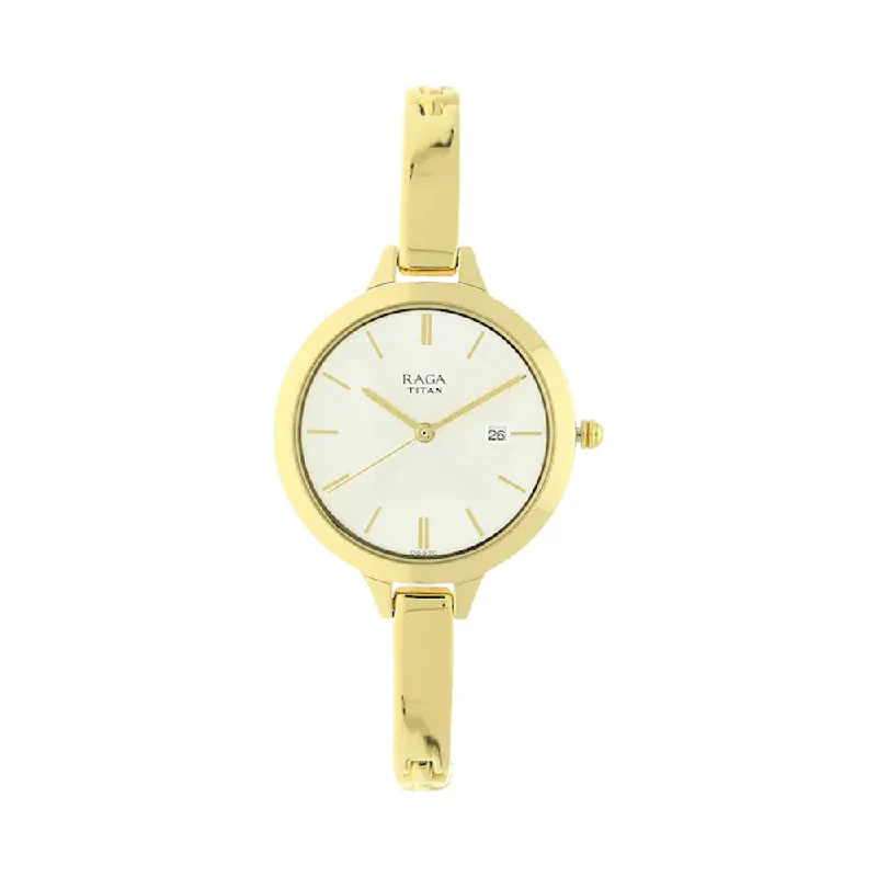 vintage watches for men with clean dial design-Titan Raga Viva Analog Beige Dial Women's Watch 2578YM01