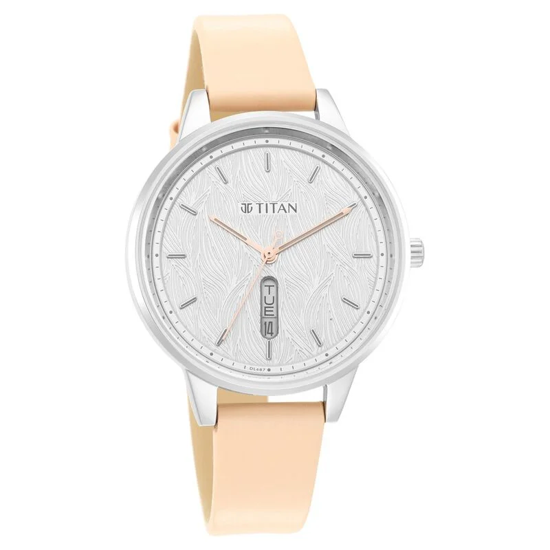 solar-powered watches with eco-conscious design-Titan Women's Precision Simplicity Watch: Silver Gradient Dial With Metal Strap