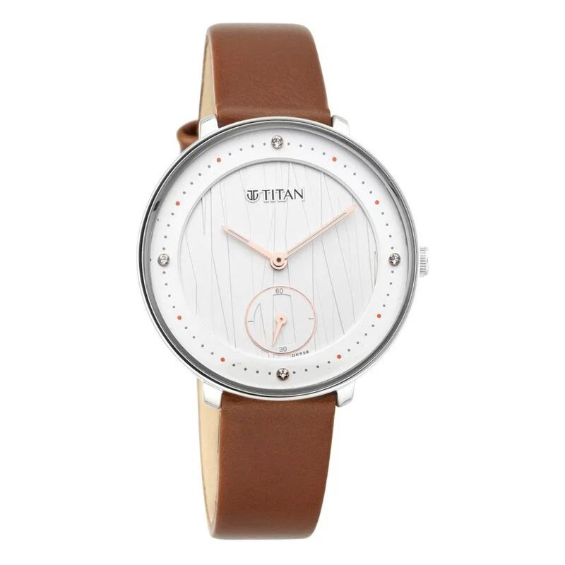 hybrid smartwatches for daily wear-Titan Women's Svelte White: Multi-Function Watch Leather Strap