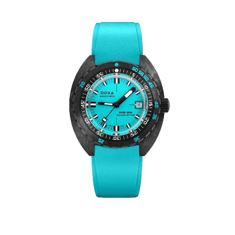 stylish wristwatches for men with adjustable straps-DOXA SUB 300 Carbon Aquamarine