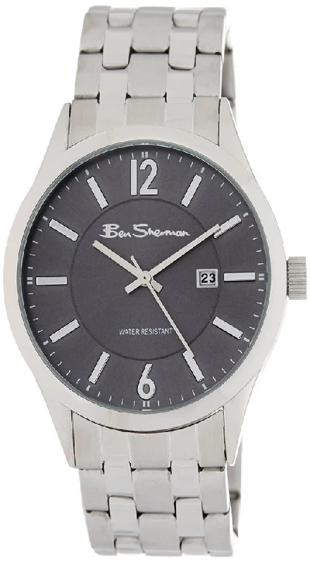 luxury watches for men with rare designs-Ben Sherman Stainless Steel Bracelet Mens Watch Gray Dial Silver Hands Calendar Quartz BS103