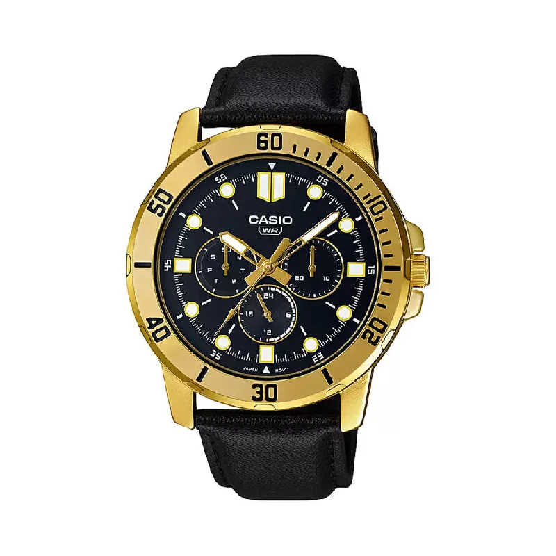 classic timepieces for men with automatic movement-Casio Enticer-Mens Black Dial Mens Watch-A1858