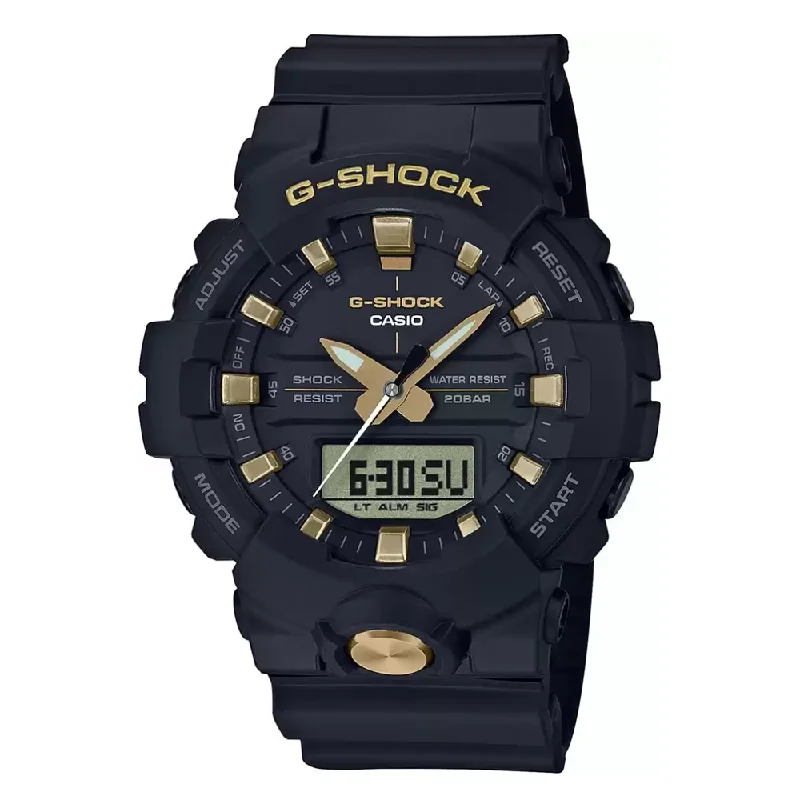 solar-powered watches with high-efficiency panels-Casio G-Shock Analog-Digital Black Dial Men's Watch - GA-810B-1A9DR(G852)