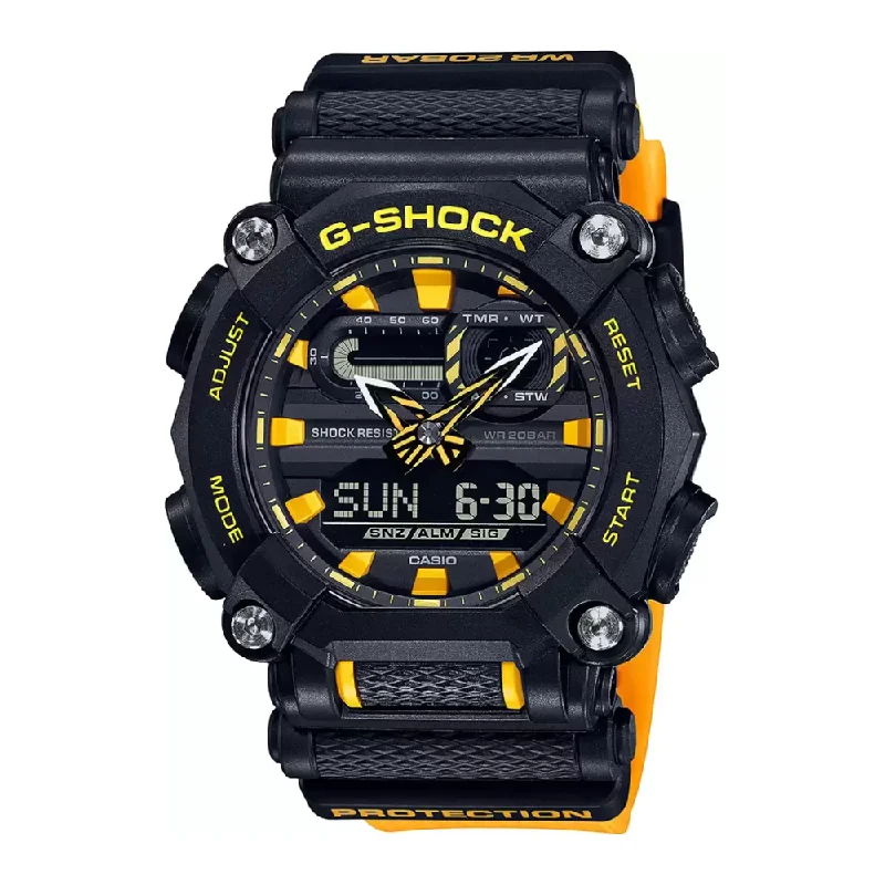 best watches for women with interchangeable leather bands-Casio G Shock Analog-Digital Black Dial Men's Watch-GA-900A-1A9DR (G1048)