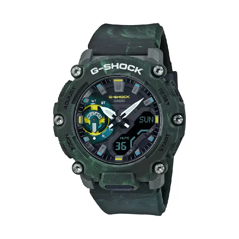 waterproof fitness watches with heart rate tracking-Casio G Shock GA 2200MFR 3ADR G1189 Green Carbon Core Guard Men's Watch