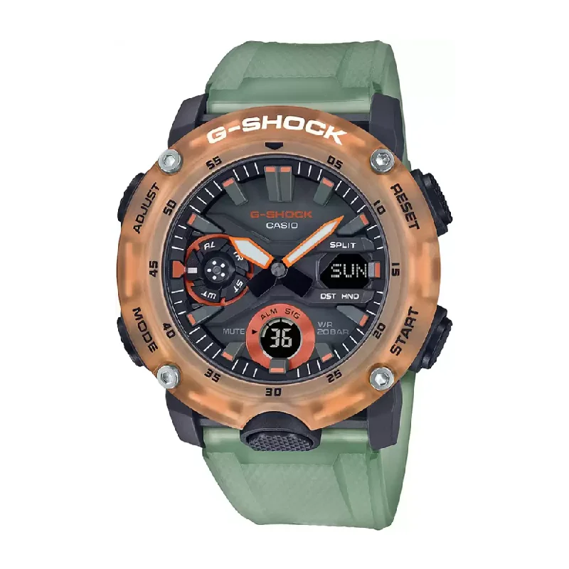 watches for men with integrated fitness tracking functions-Casio Mens 40-49 Mm G-Shock Orange Dial Resin Analogue-Digital Watch - G1114