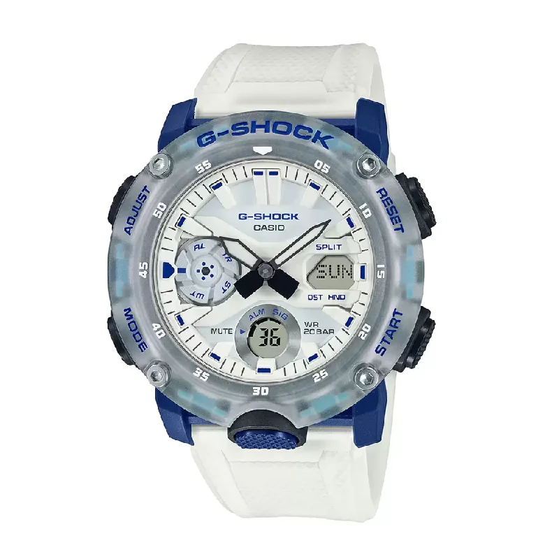 luxury watches with rare designs and limited editions-Casio Mens 40-49 Mm G-Shock White Dial Resin Analogue-Digital Watch - G1115