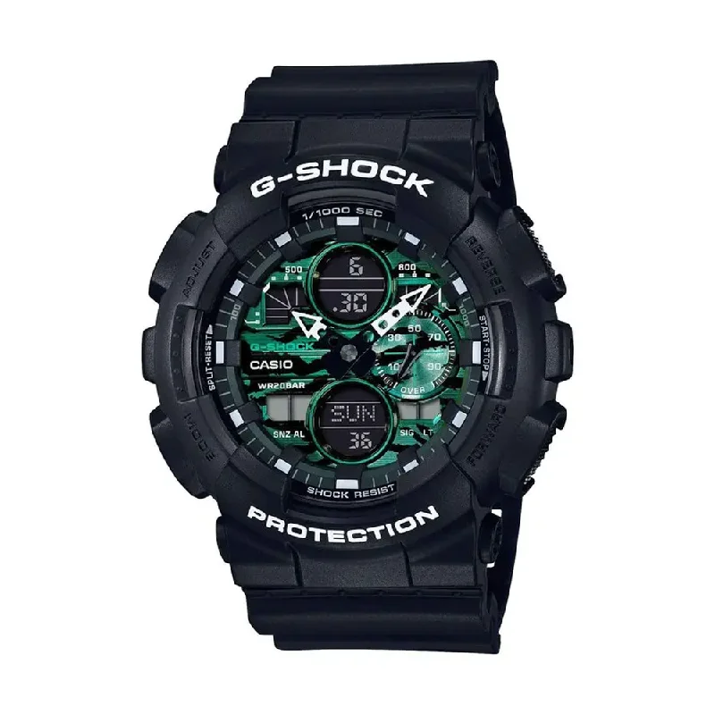 watches with moon phase display for collectors-Casio Mens 50-59 Mm G-Shock Green Dial Resin Analogue-Digital Watch - G1129