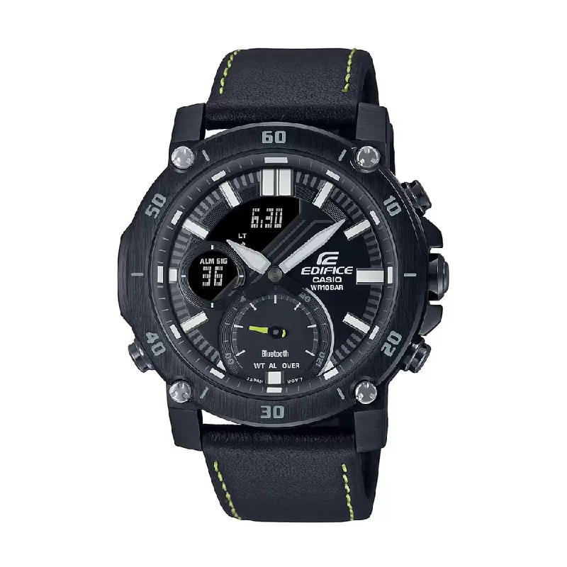 luxury watches for men with stainless steel bracelet-Casio Mens Edifice Black Dial Metal Ana-Digital Watch - EX523