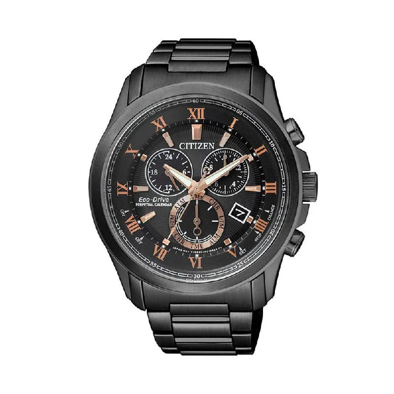 watches for women with elegant leather bands and small face-Citizen Analog Black Dial Men's Watch-BL5545-50E