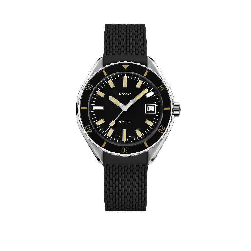 luxury watches with rare designs and limited editions-DOXA SUB 200 Sharkhunter, rubber strap