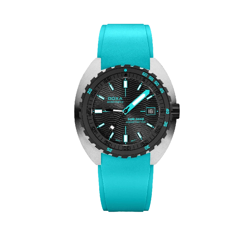 hybrid watches for fitness tracking and stylish wear-DOXA SUB 300 Aquamarine Beta, Rubber Aquamarine