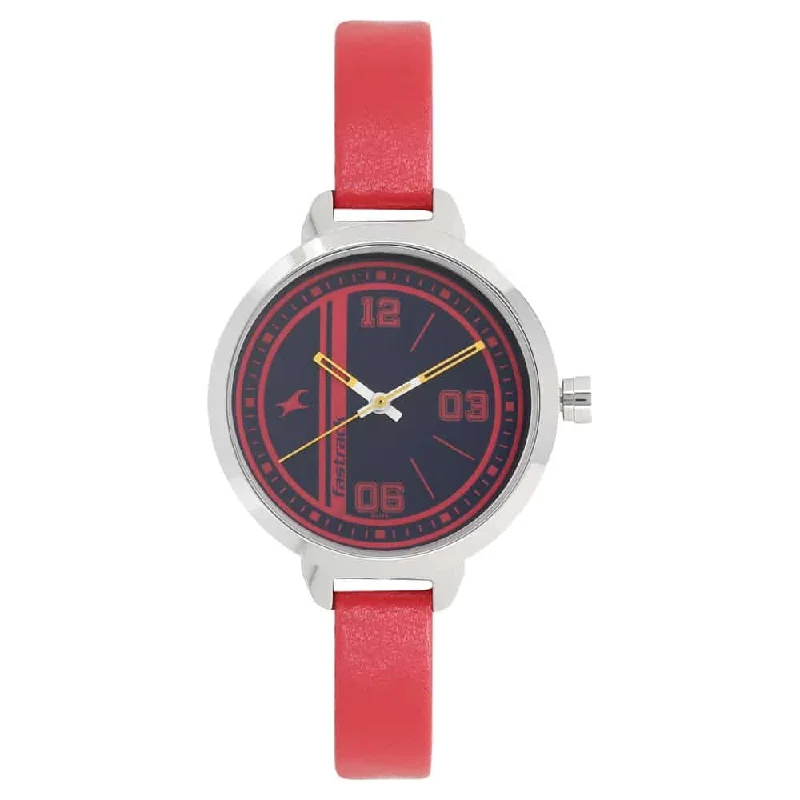 watches with stylish leather bands for vintage look-Varsity Blue Dial & Red starp