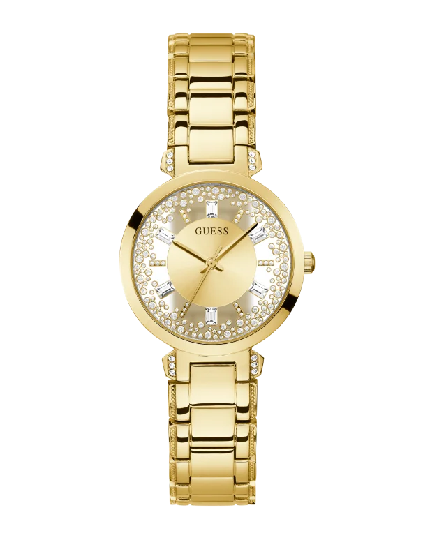 best diving watches for beginners with clear dials-Guess - Ladies Gold Tone Analog Watch - GW0470L2 - 787715