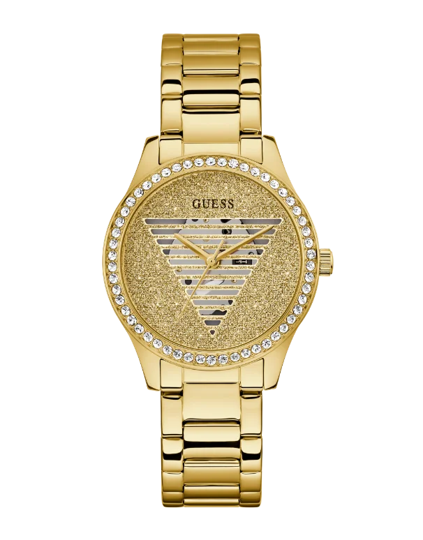 customizable watches with engraved names-Guess - Ladies Gold Tone Analog Watch - GW0605L2 - 787721