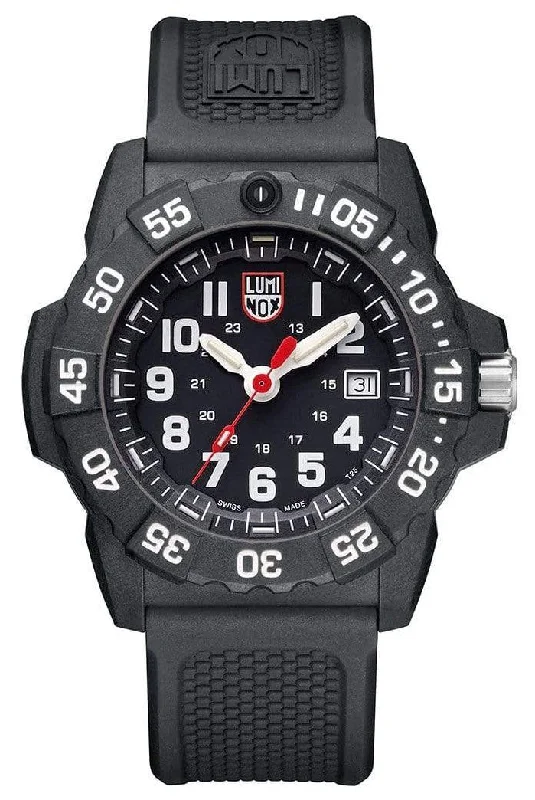 smartwatches with fitness and productivity features-Luminox Navy SEAL CARBONOX Black Dial Black Rubber Strap Date Divers Quartz Mens Watch XS.3501.F