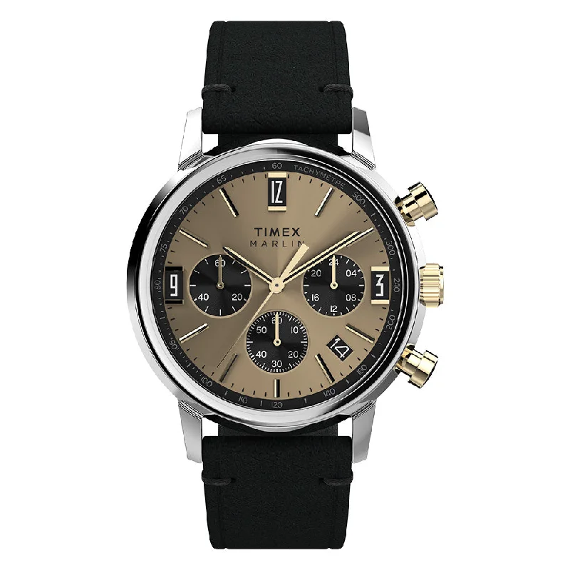 women’s watches with dual-tone metal bracelet-Marlin Quartz Chronograph 40mm Leather Band