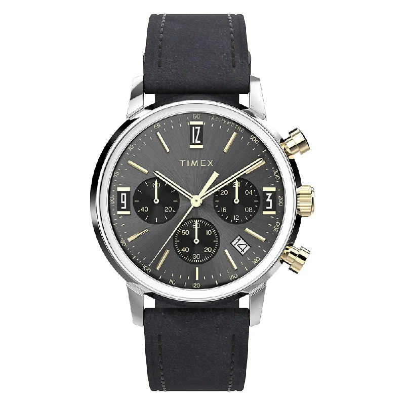 watches with automatic movement for precision timekeeping-Marlin Quartz Chronograph 40mm Leather Band