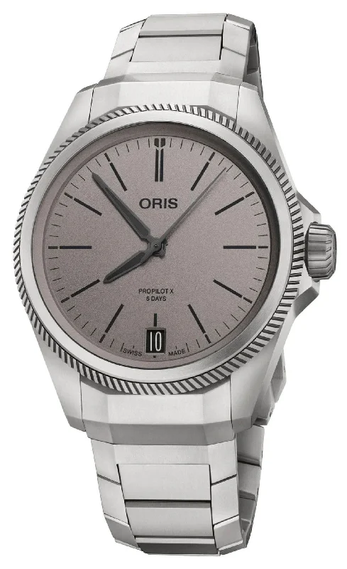 watches with precision timekeeping and automatic movement-Oris ProPilot X Calibre 400 Automatic Titanium Gray Dial Date Mens Watch 400 7778 7153-07 7 20 01TLC