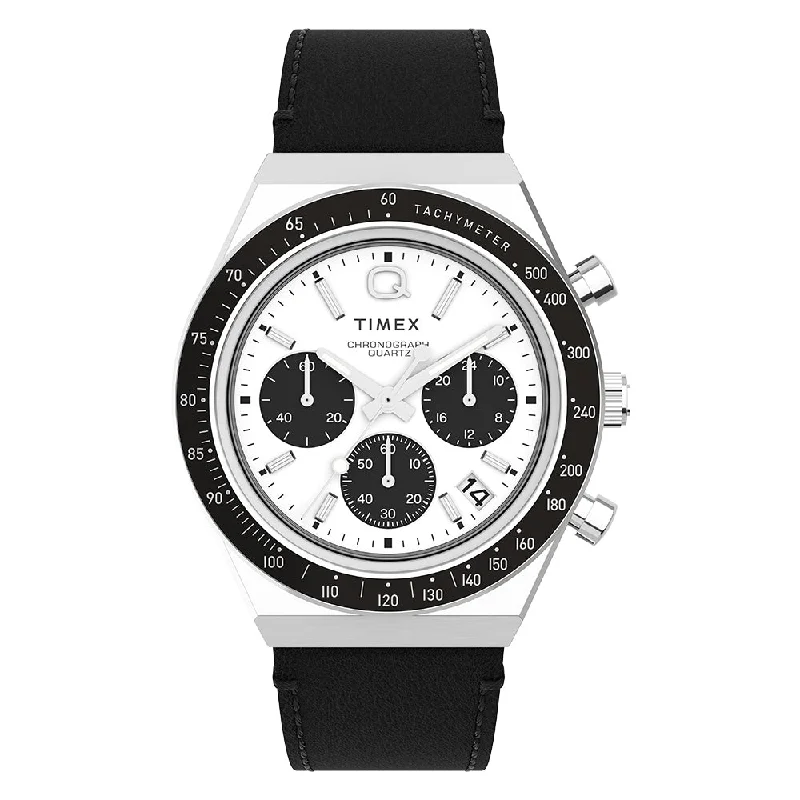 hybrid watches for Android and iPhone users-Q Timex Chronograph 40mm Leather Band