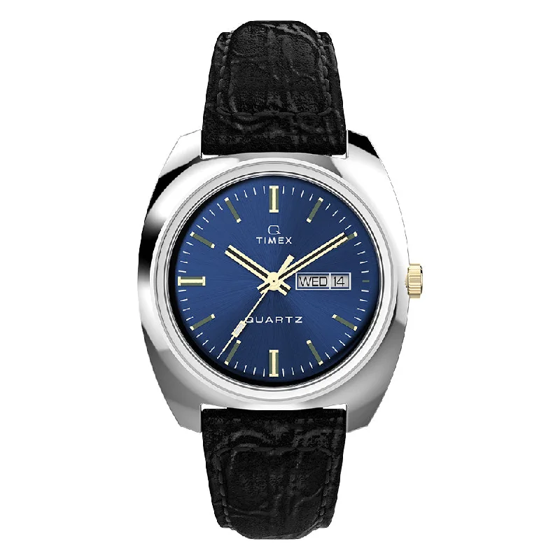 watches with built-in GPS and route tracking for hiking-Q Timex Day-Date 38mm Leather Band