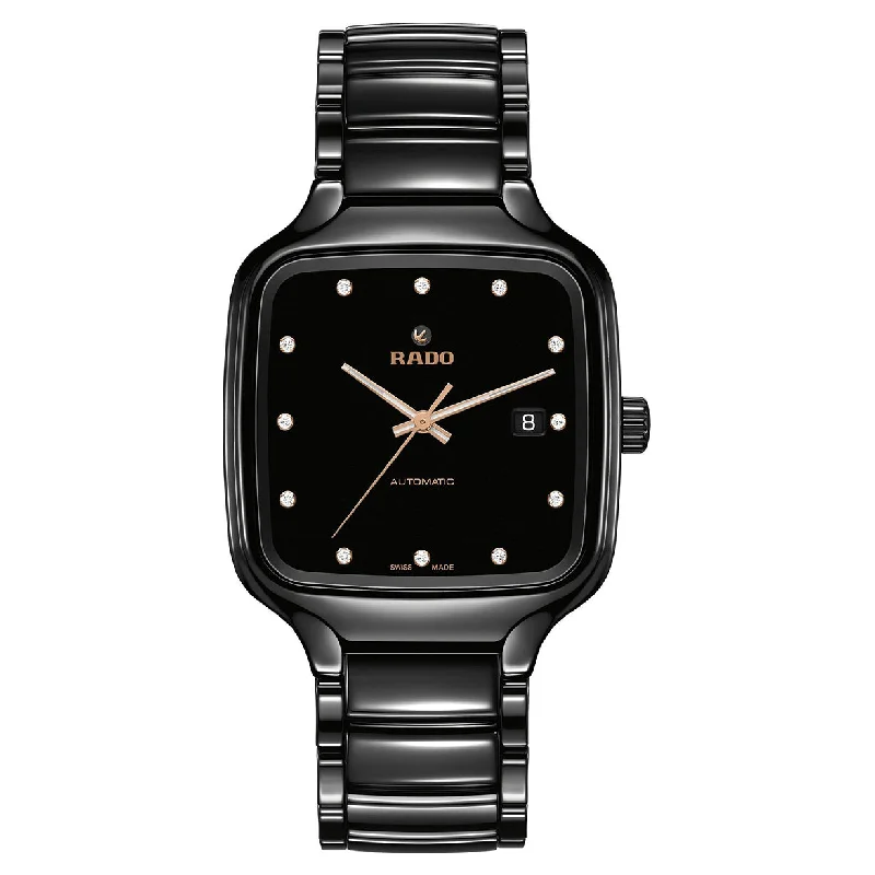 watches with date and day function for convenience-Rado True Black Dial Unisex 38mm