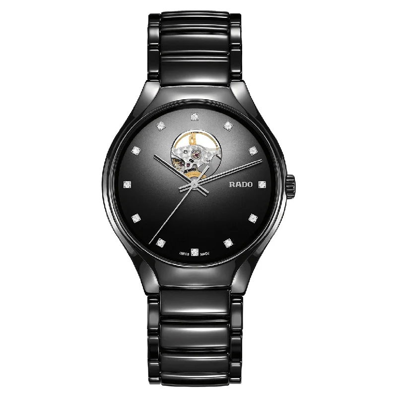 hybrid watches for casual and formal wear-Rado True Black Dial Unisex 40mm