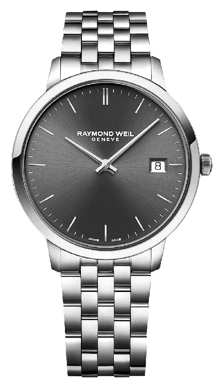 watches for men with customizable straps for style-Raymond Weil Toccata Stainless Steel Gray Dial Date Quartz Mens Watch 5585-ST-60001